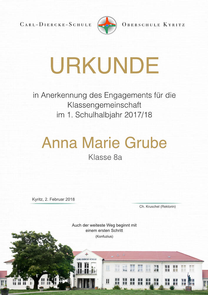 CDS Urkunde Anerkennung